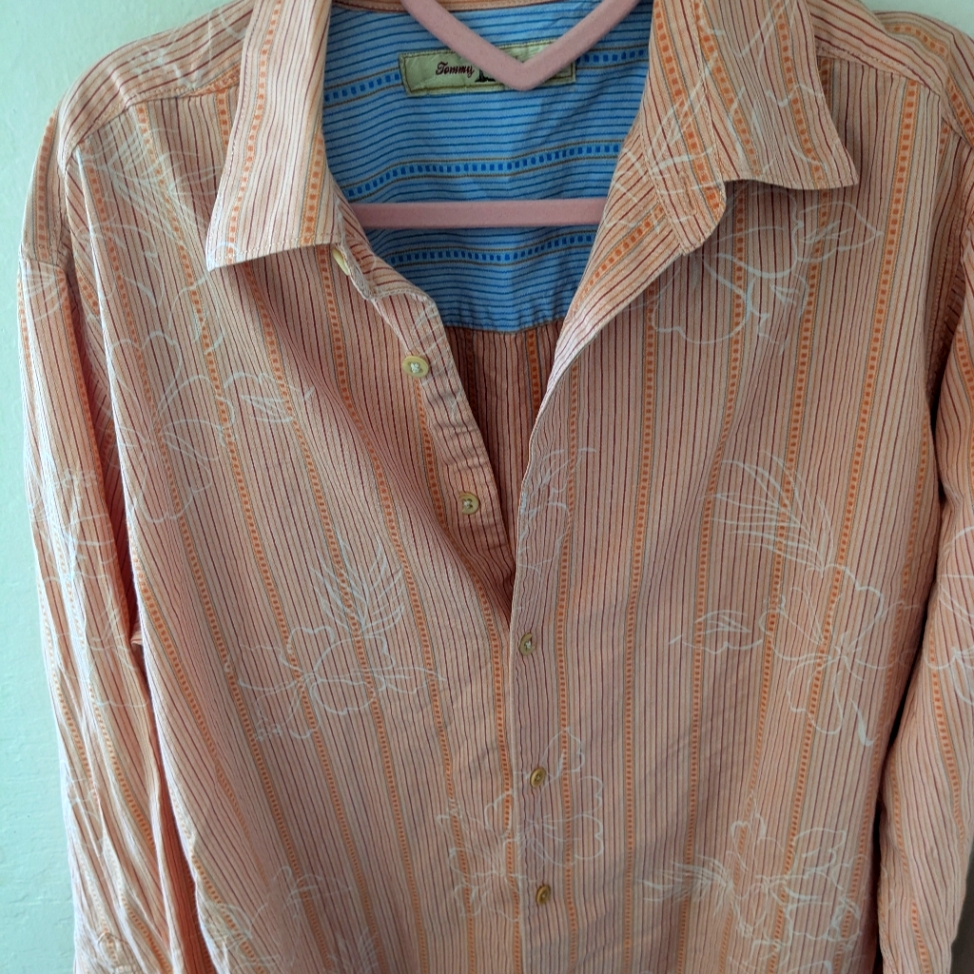 Tommy Bahama Peach Stripe Long Sleeve Shirt | Size S